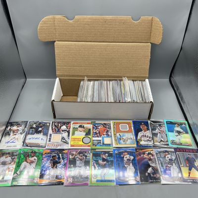 Box of Assorted Houston Astros Baseball Cards W/ Many Stars, Rookies, Autos, Relics, Refractors, Parallels, & More