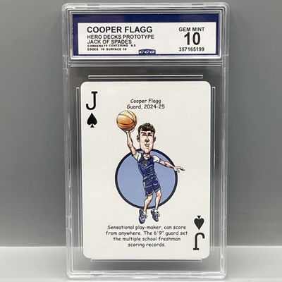 2025-26 Hero Decks Prototype Cooper Flagg Jack of Spades - Slabbed By CCG Grading