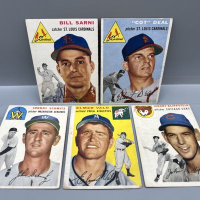 (5) 1954 Topps Baseball Cards - Varying Conditions