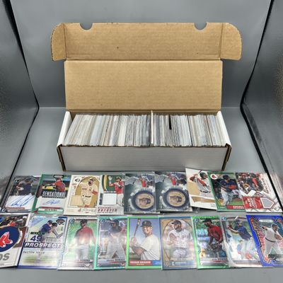 Box of Assorted Boston Red Sox Baseball Cards W/ Many Stars, Rookies, Autos, Relics, Refractors, Parallels, & More