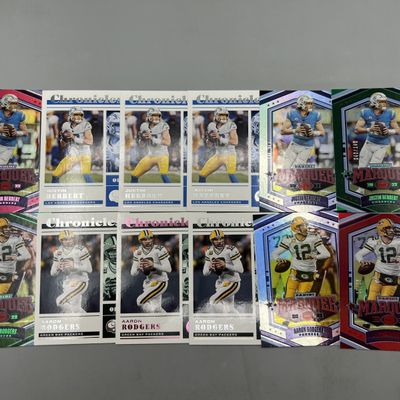 (12) 2022 Panini Chronicles Football Justin Herbert & Aaron Rodgers Cards W/ Parallels & Serial Numbered