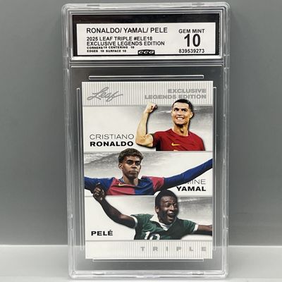 2024 Leaf Triple Exclusive Legends Edition Lamine Yamal/Pele/Christiano Ronaldo #ELE18 - Slabbed By CCG Grading