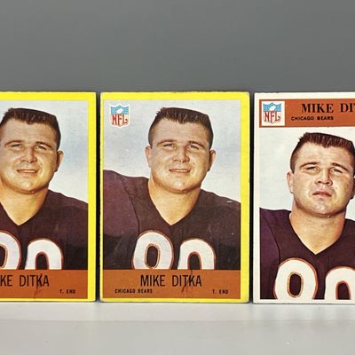 1966 & 1967 (x2) Philadelphia Mike Ditka Football Cards - Varying Conditions
