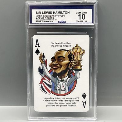 2025-26 Hero Decks Prototype Lewis Hamilton Ace of Spades - Slabbed By CCG Grading