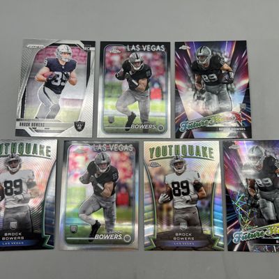 (7) Brock Bowers Football Rookie Cards W/ Refractors
