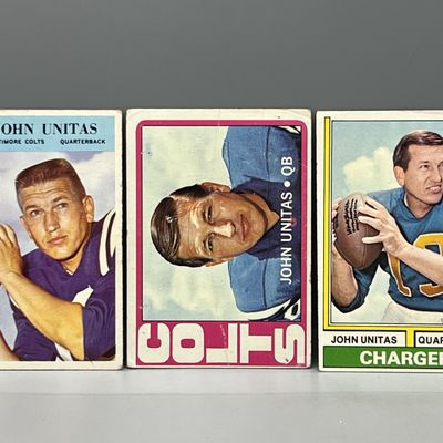 (3) Johnny Unitas Vintage Football Cards - Varying Conditions