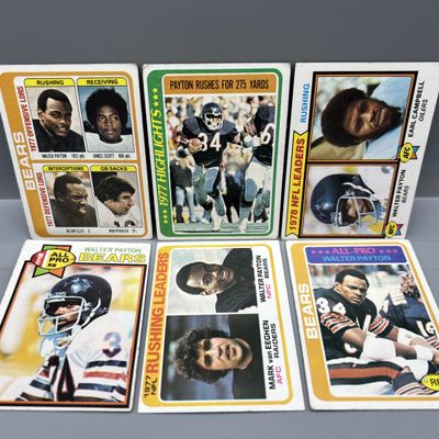 (6) 1970s Walter Payton Vintage Football Cards - Varying Conditions