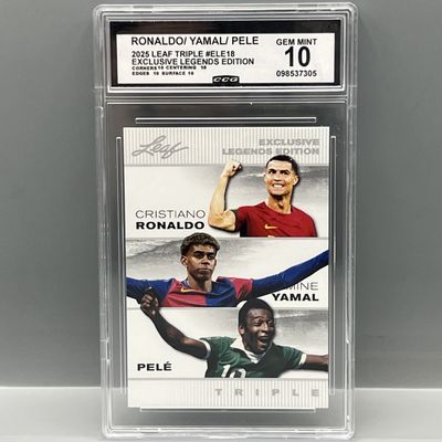 2024 Leaf Triple Exclusive Legends Edition Lamine Yamal/Pele/Christiano Ronaldo #ELE18 - Slabbed By CCG Grading