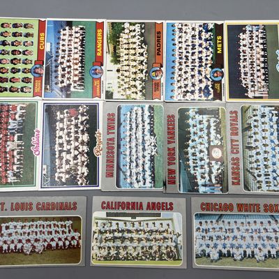 (13) 1970s Topps Baseball Team Cards - Varying Conditions
