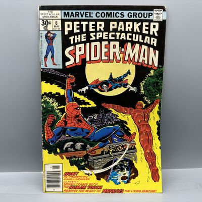 Marvel Comics Peter Parker, The Spectacular Spider-Man #6 (1977) - Newsstand edition - Spider-Man and Human Torch vs. Morbius