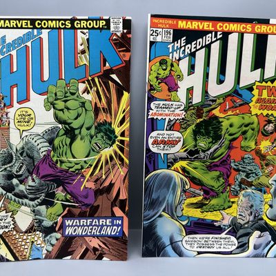 Marvel Comics The Incredible Hulk #195 and #196 (1976) - Features the Abomination - Jack Kirby cover art on #196