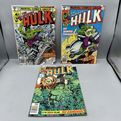 Marvel Comics The Incredible Hulk #237 (1979), #242 (1979), and #248 (1980) - Features Machine Man, Tyrannus, and The Gardener