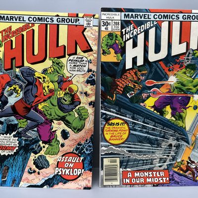 Marvel Comics The Incredible Hulk #203 (1976) and #208 (1977) - Jack Kirby cover - Death of Jarella