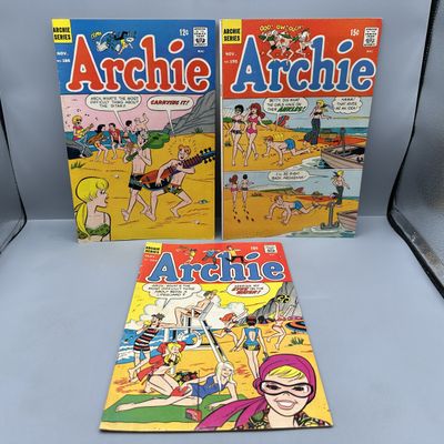 Archie Comics Archie #186, #195, and #203 (1968-1970) - Dan DeCarlo beach covers