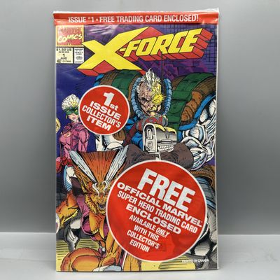 Marvel Comics X-Force #1 (1991) - Factory sealed polybag with Deadpool trading card - Rob Liefeld art