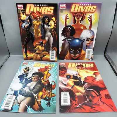Marvel Comics Marvel Divas #1-4 (2009) - Complete limited series - J. Scott Campbell cover art on #1