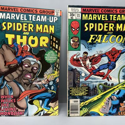 Marvel Comics Marvel Team-Up #70 and #71 (1978) - John Byrne cover art - Featuring Thor and Falcon