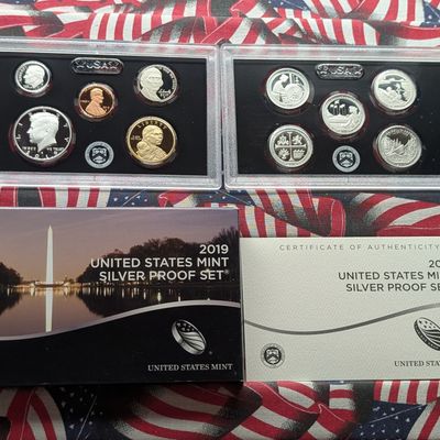 Sale Photo Thumbnail #434: 2019-S US Mint Silver Proof 10-Coin Set, (7) .999 Fine Silver Coins - With OGP and COA