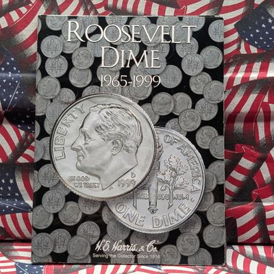Sale Photo Thumbnail #109: (75) Roosevelt Dimes in H.E. Harris Folder #2685 - Dates 1965-2002