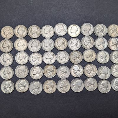 Sale Photo Thumbnail #167: (50) 1938-1963 US Jefferson Nickels - Mixed dates and mint marks