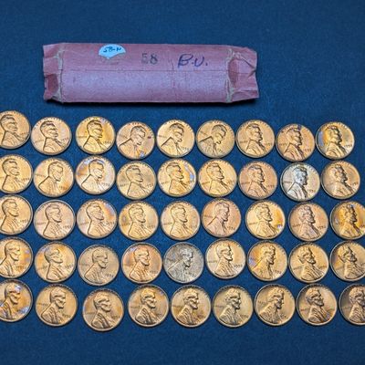 Sale Photo Thumbnail #135: 50 - 1958-P Lincoln Wheat Cents - Uncirculated