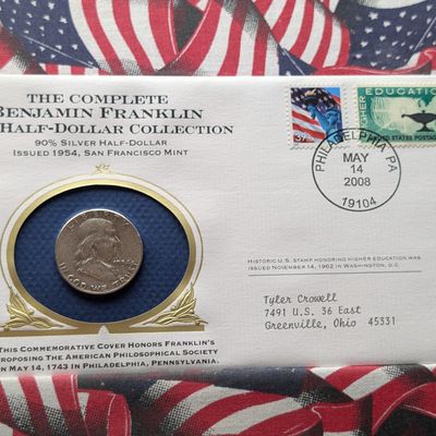 Sale Photo Thumbnail #209: 1954-S US Franklin Half-Dollar, 90% Silver - Commemorative Postal Cover