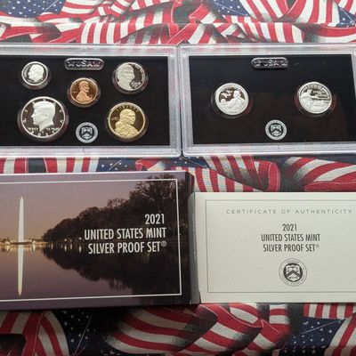 Sale Photo Thumbnail #451: 2021-S US Mint Silver Proof 7-Coin Set with OGP and COA - Contains (4) .999 Silver Coins