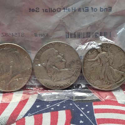 Sale Photo Thumbnail #265: 1942-P Walking Liberty, 1953-D Franklin, and 1964-P Kennedy 90% Silver Half Dollars - Littleton Coin Co. End of Era Set