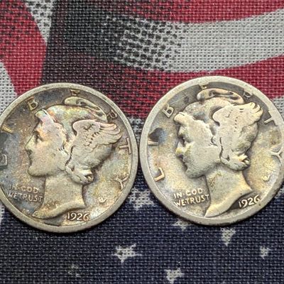 Sale Photo Thumbnail #403: 1926 P & D US Mercury Dimes, 90% Silver