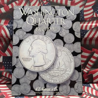 Sale Photo Thumbnail #307: Partial H.E. Harris Washington Quarter Folder containing (47) coins - Features 1988-2001 dates - One empty slot