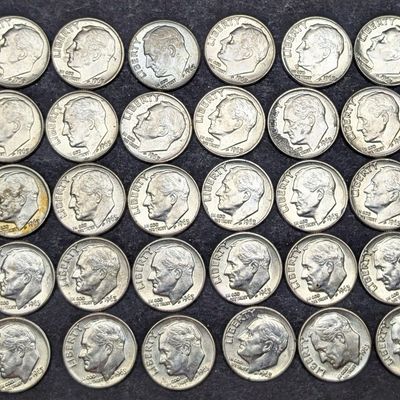Sale Photo Thumbnail #248: (48) 1963-D Roosevelt Dimes - All 90% Silver