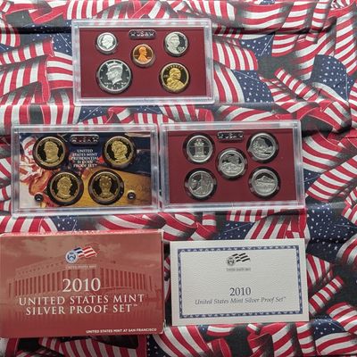 Sale Photo Thumbnail #146: 2010-S US Mint Silver Proof 14-Coin Set with OGB and COA - Contains (7) 90% Silver Coins plus the Presidential Dollars and Great Law of Peace Sac. Dollar