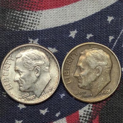 Sale Photo Thumbnail #331: 1960-P & 1961-D Roosevelt Dimes, 90% Silver