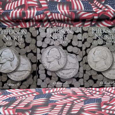 Sale Photo Thumbnail #298: (3) Partial H.E. Harris US Jefferson Nickel Folders Containing Over 100 Coins (1939-2012) - Missing Key Dates and Silver Wartime Nickels