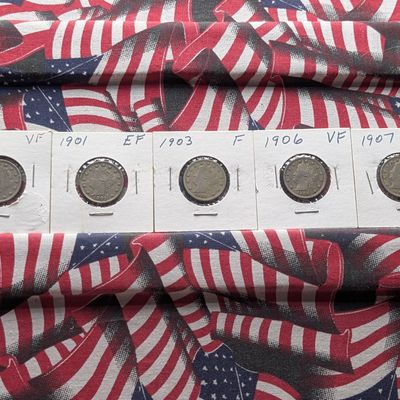 Sale Photo Thumbnail #197: (5) US Liberty Head "V" Nickels - 1898, 1901, 1903, 1906, and 1907