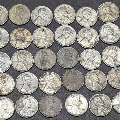 Sale Photo Thumbnail #279: (50) 1943-S US Wartime Lincoln Steel Wheat Cents