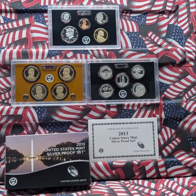 Sale Photo Thumbnail #398: 2013-S U.S. Mint Silver Proof Set W/ America The Beautiful Quarters & Presidential Dollars - OGP and COA - Contains (7) 90% Silver Coins