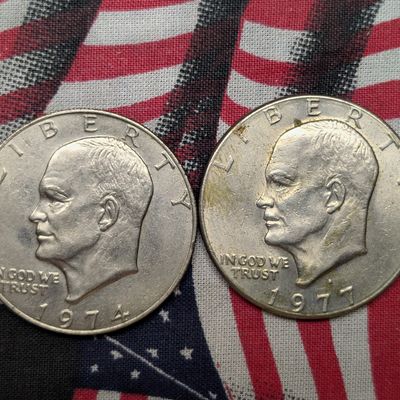 Sale Photo Thumbnail #282: 1974-P and 1977-D Eisenhower Dollars