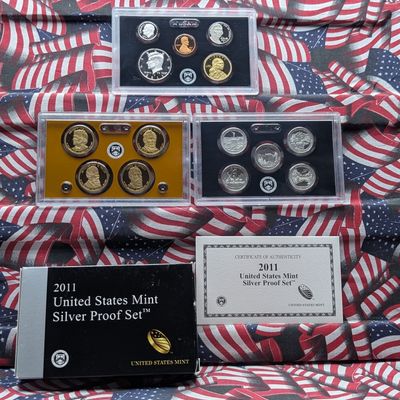Sale Photo Thumbnail #389: 2011-S U.S. Mint Silver Proof Set W/ America The Beautiful Quarters & Presidential Dollars - OGP and COA - Contains (7) 90% Silver Coins