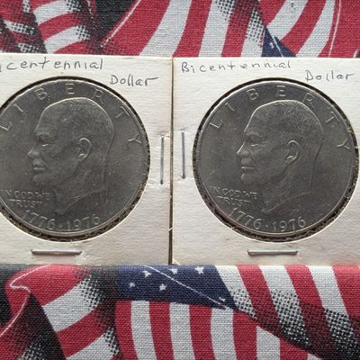 Sale Photo Thumbnail #399: (2) 1776-1976 US Eisenhower Bicentennial Dollars