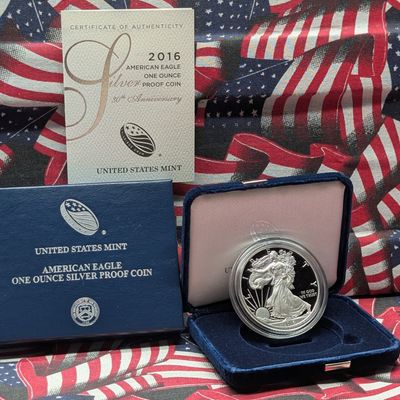 Sale Photo Thumbnail #343: 2016-W American Silver Eagle Proof, .999 Fine Silver 1 Troy Oz - 30th Anniversary with OGP and COA