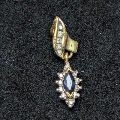 Sale Photo Thumbnail #288: 10K Yellow Gold Marquise Sapphire and Diamond Halo Drop Pendant