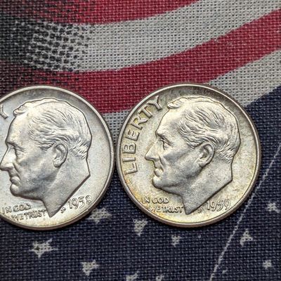 Sale Photo Thumbnail #277: 1958-D and 1959-P Roosevelt Dimes, 90% Silver