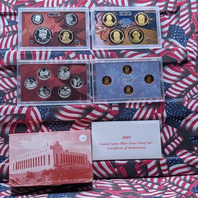 Sale Photo Thumbnail #371: 2009-S U.S. Mint Silver Proof Set W/ Territory Quarters, Presidential Dollars, & Lincoln Bicentennial Cents - OGP and COA - Contains (8) 90% Silver Coins