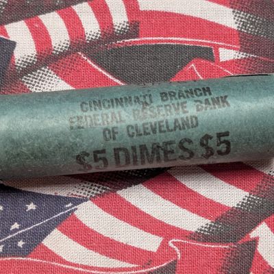 Sale Photo Thumbnail #275: (50) 1964-D Roosevelt Dimes In Original Bank Wrapped Roll - All 90% Silver