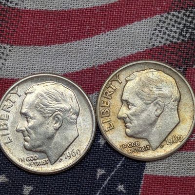 Sale Photo Thumbnail #205: 1960 P & D Roosevelt Dimes, 90% Silver
