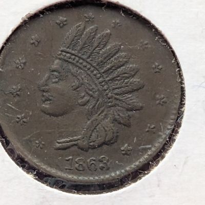 Sale Photo Thumbnail #386: 1863 Patriotic Civil War Token - Indian Head / Not One Cent