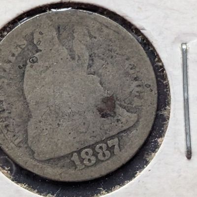 Sale Photo Thumbnail #260: 1887 US Seated Liberty Dime, 90% Silver