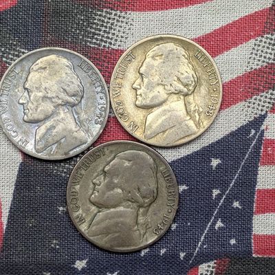 Sale Photo Thumbnail #233: 1943-P, D & S Wartime Jefferson Nickels, 35% Silver