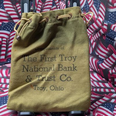 Sale Photo Thumbnail #388: Vintage The First Troy National Bank & Trust Co. Currency Bag issued in Ohio